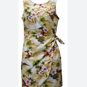 Pacific Legend Apparel Hawaiian Tropical Hibiscus Island Sarong Dress Size L